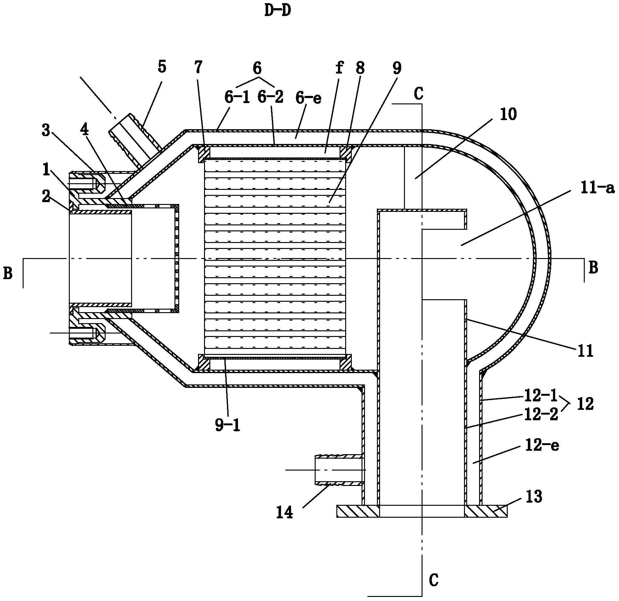 Water-cooling-type tail gas cleanup device of explosion-proof diesel engine