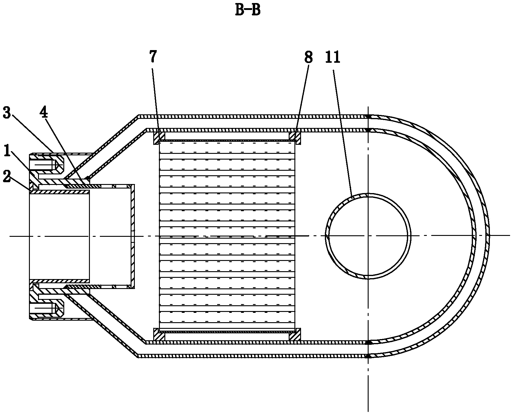 Water-cooling-type tail gas cleanup device of explosion-proof diesel engine