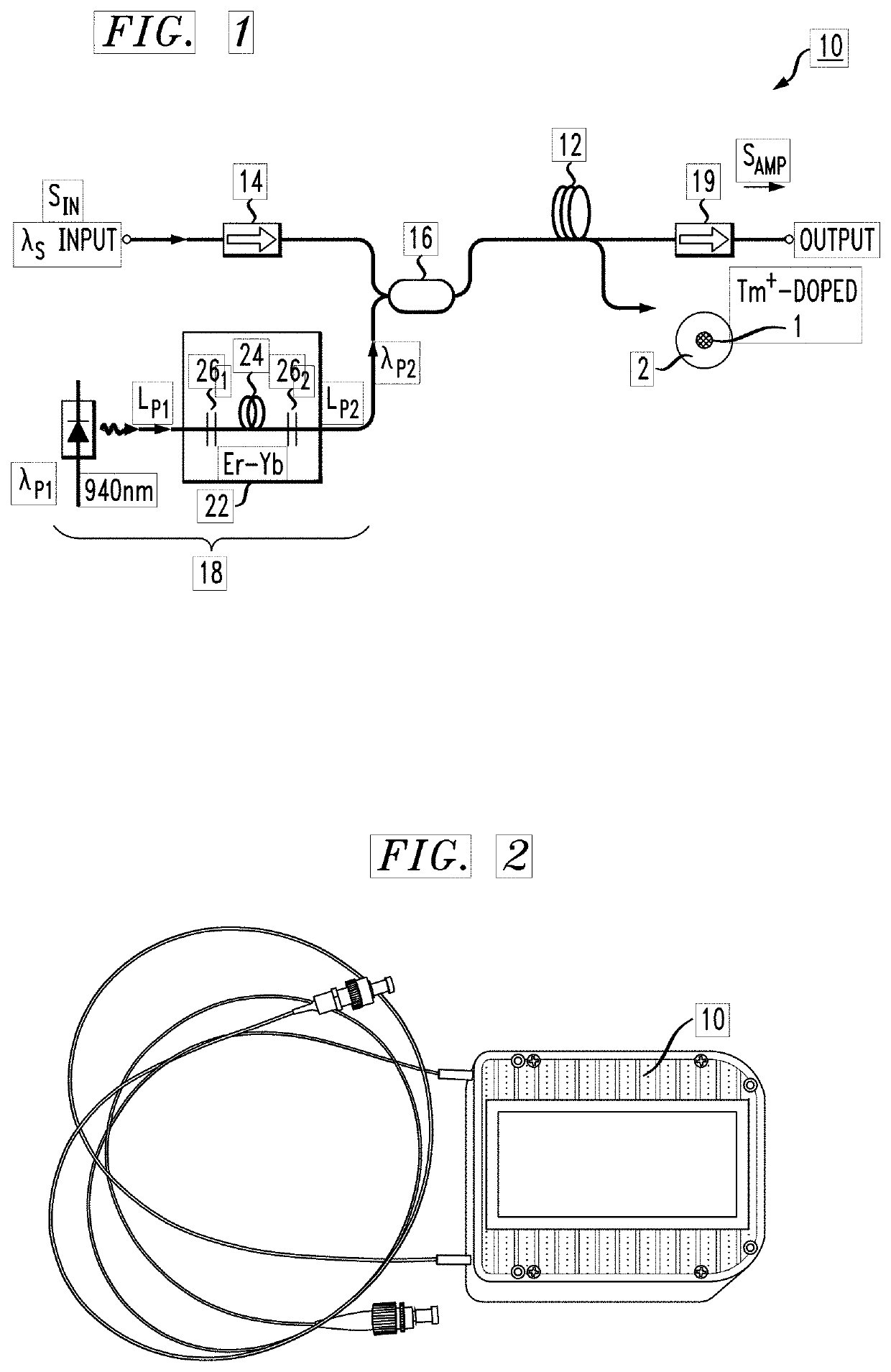 Broadband tm-doped optical fiber amplifier