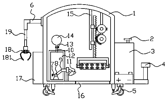 Efficient and energy-saving device for cleaning ship deck