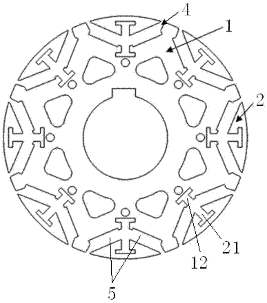 Rotor silicon steel sheet structure