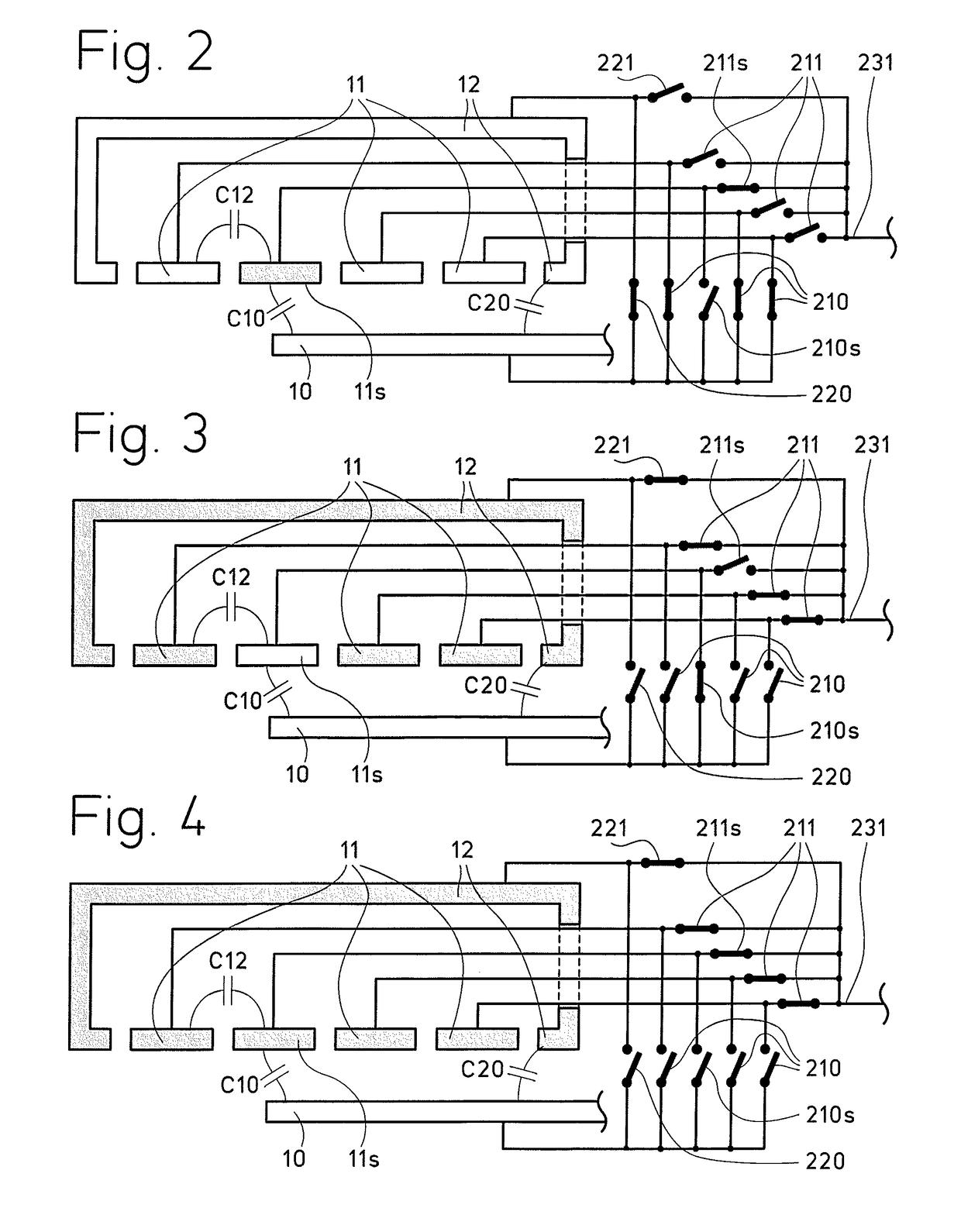 Position sensing device and method using self-capacitance