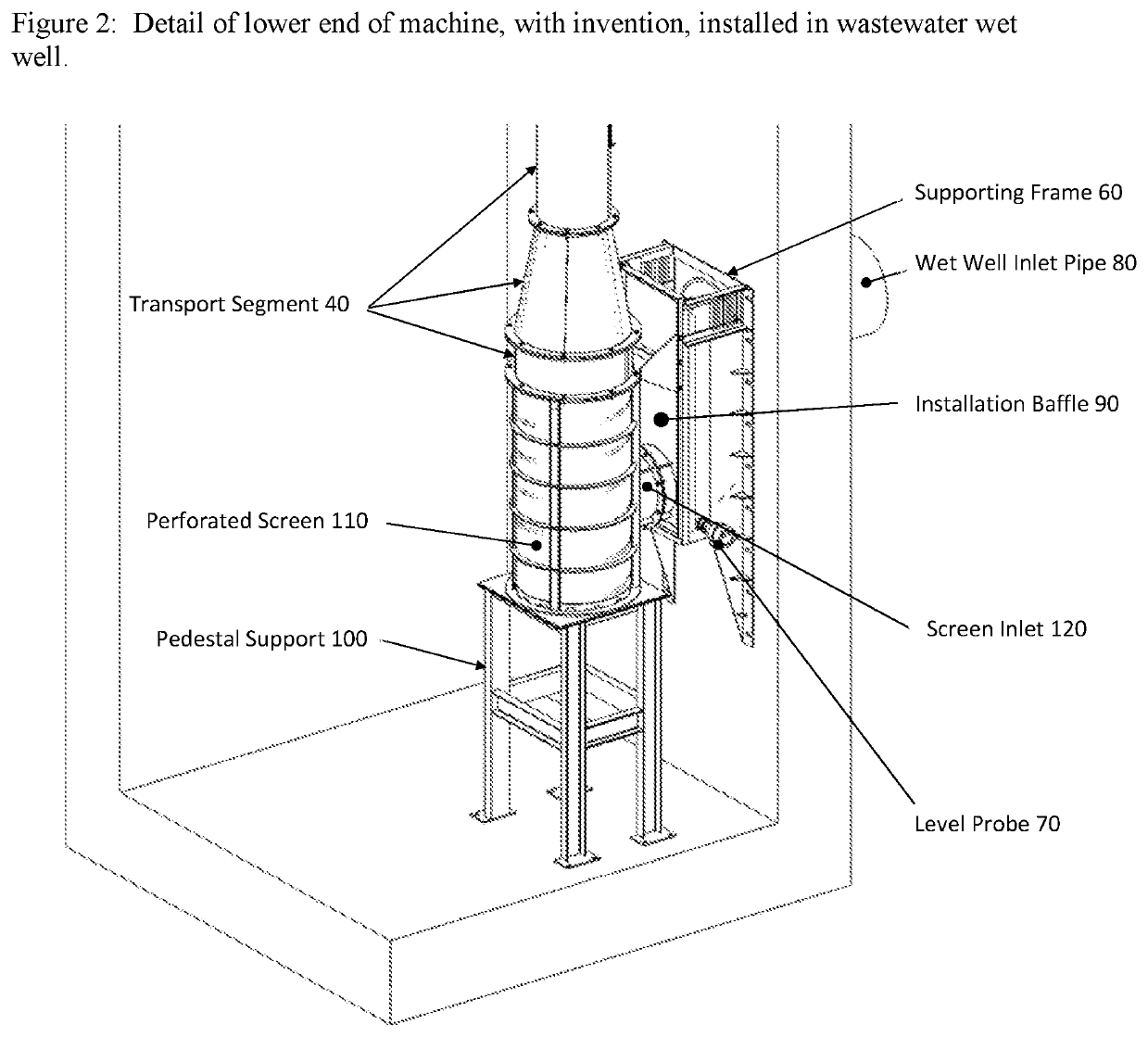 Vertical screw screen with optimized transport features