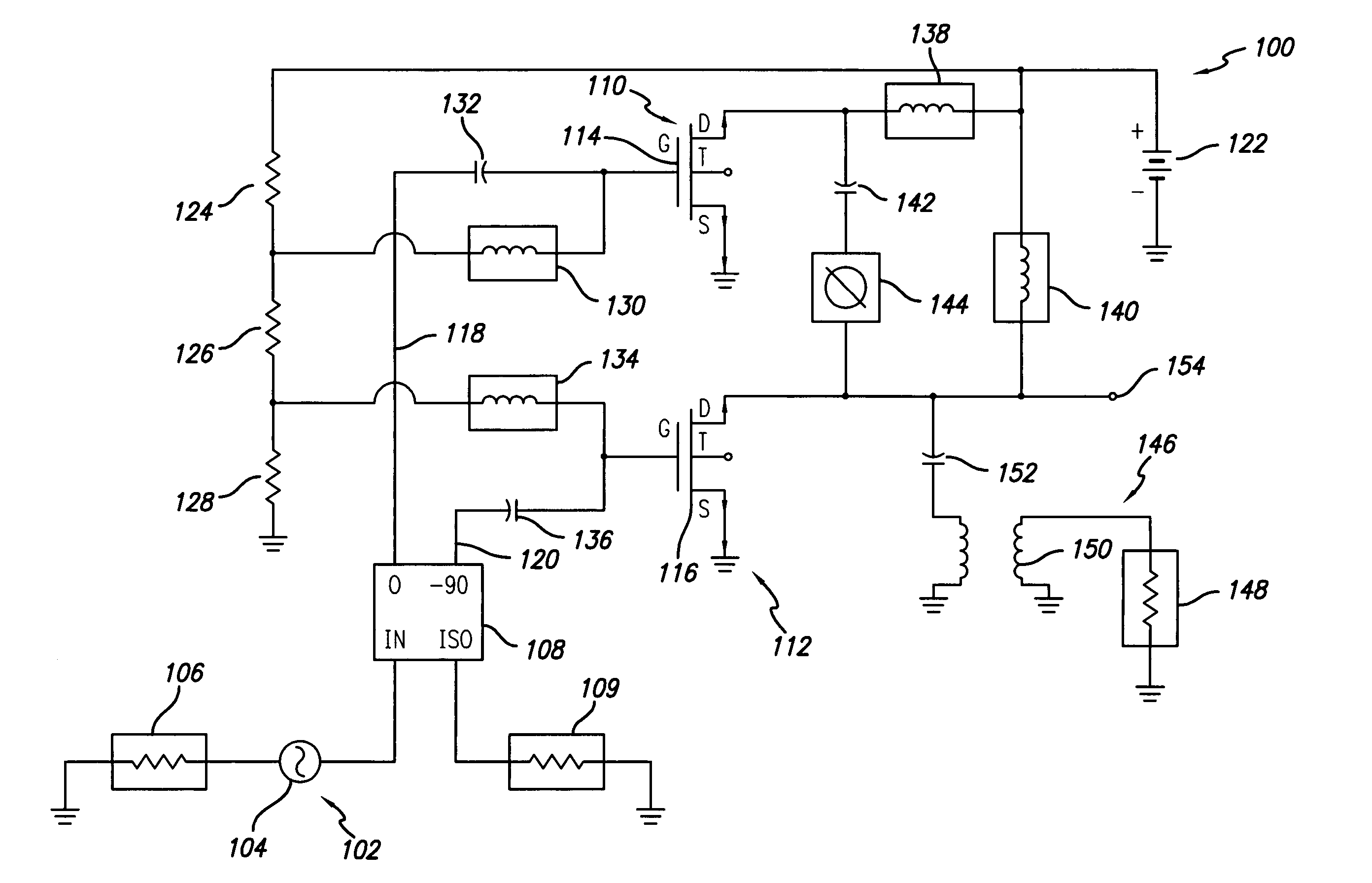 RF amplifier employing active load linearization