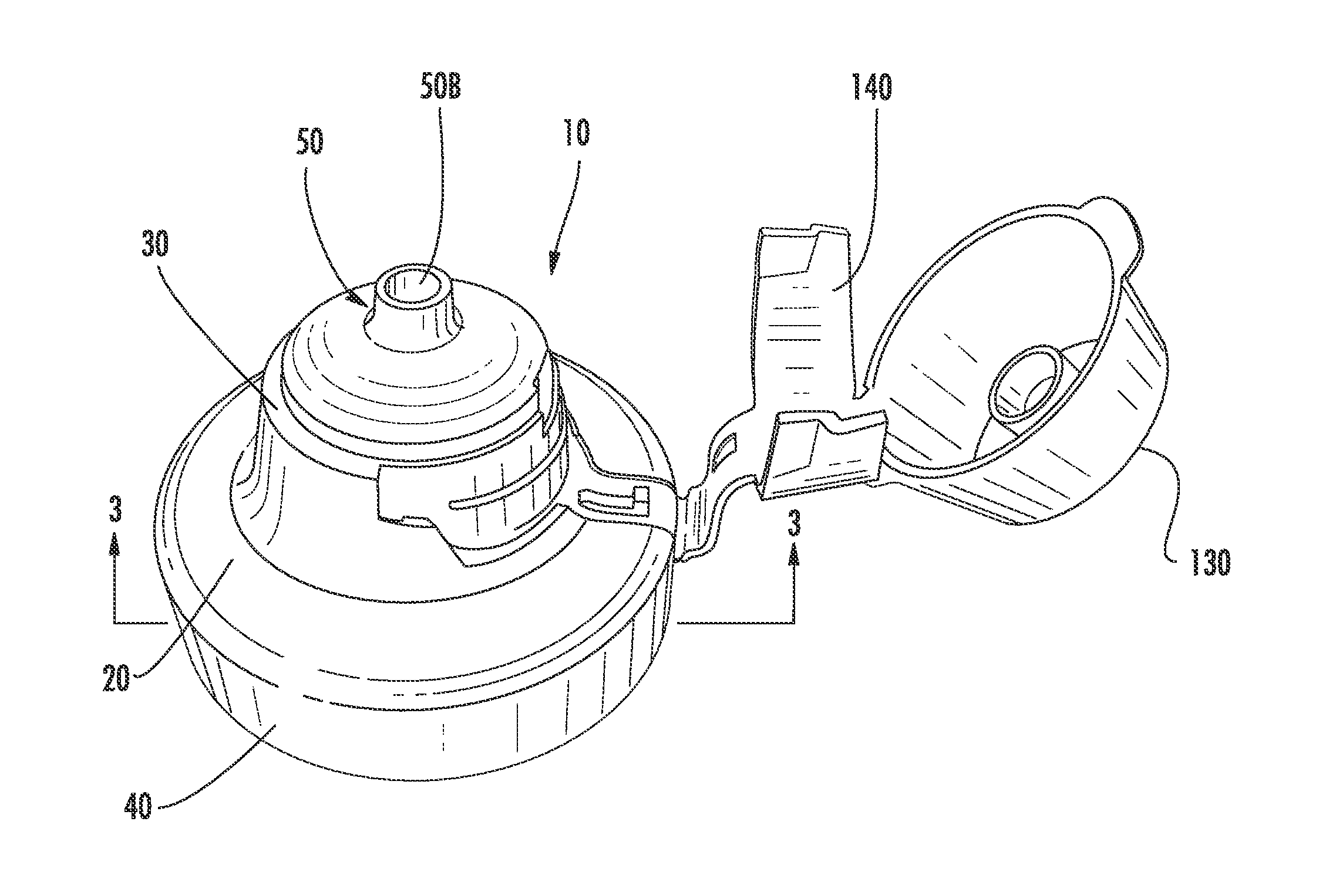 Dispensing closure having a flow conduit with key-hole shape