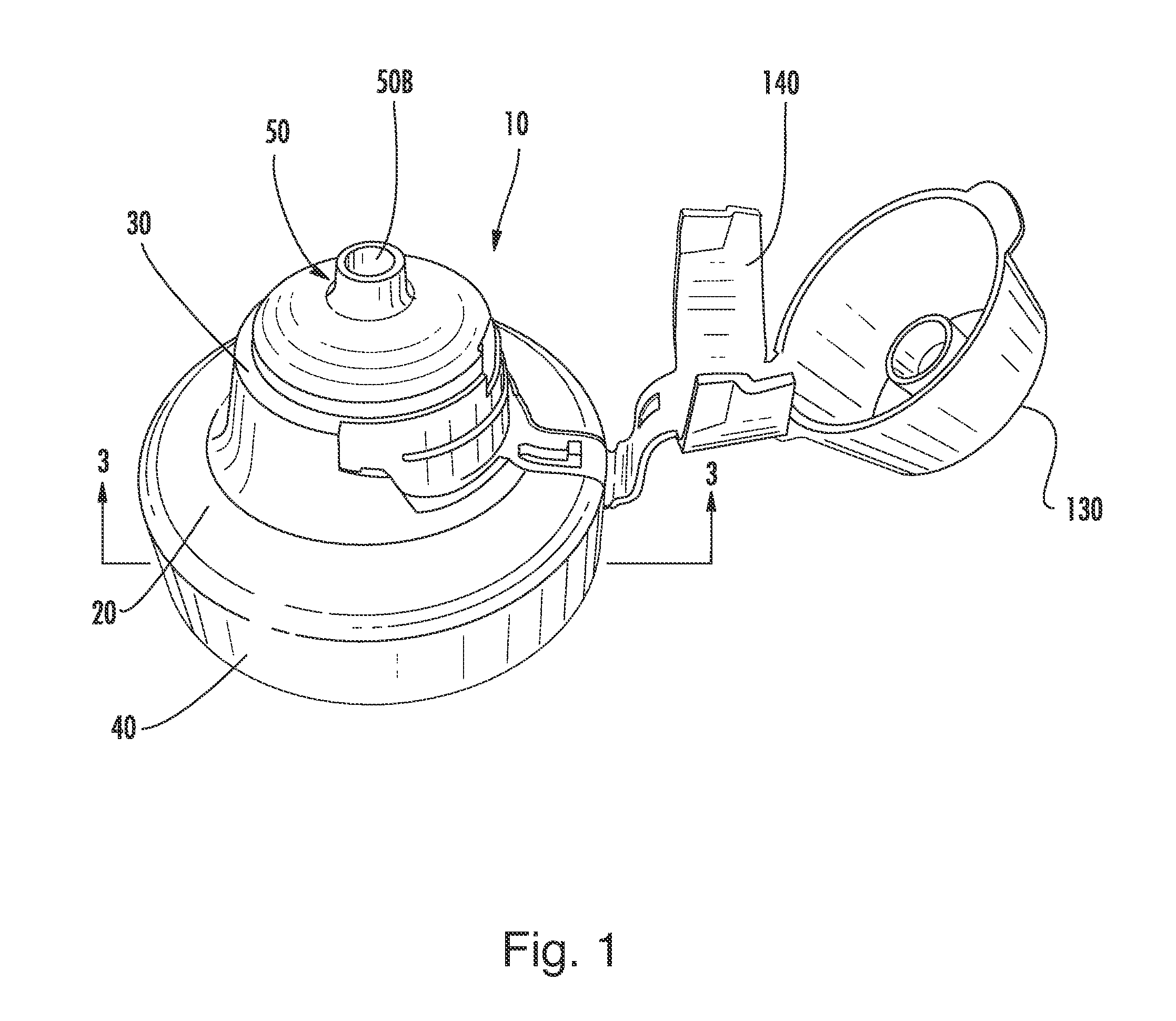 Dispensing closure having a flow conduit with key-hole shape