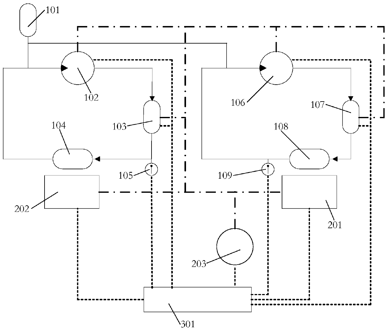 Fuel cell cold start device and control method