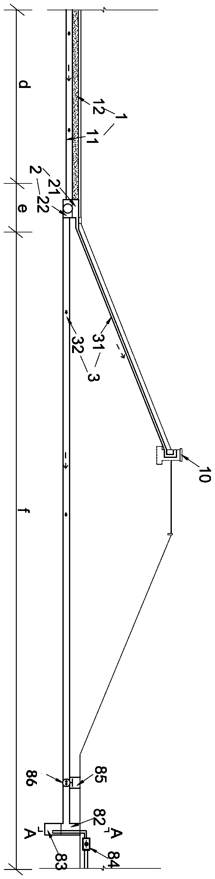 Under-film water-gas separation type external discharge comprehensive system for horizontal impermeable layer of plain reservoir