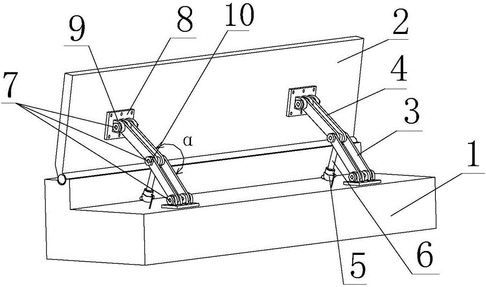 Hydraulic folding dam with mechanical self-locking for forked type rod