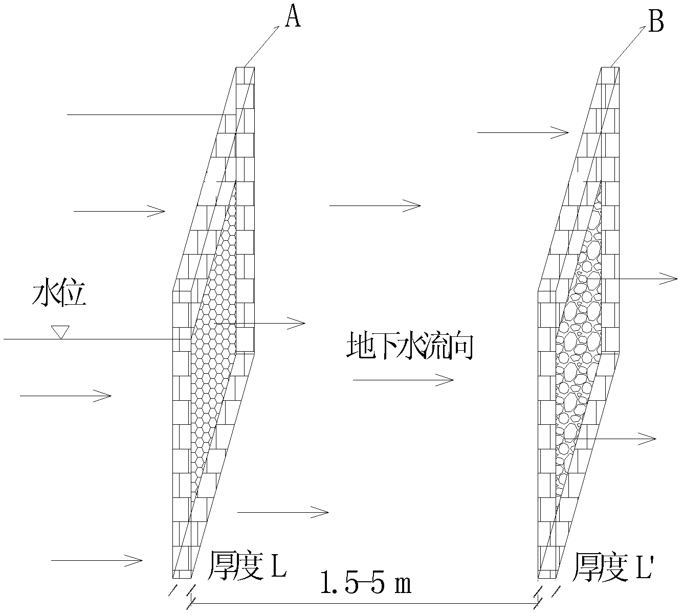 Repairing system for double-layer permeable reaction wall, preparation method and application