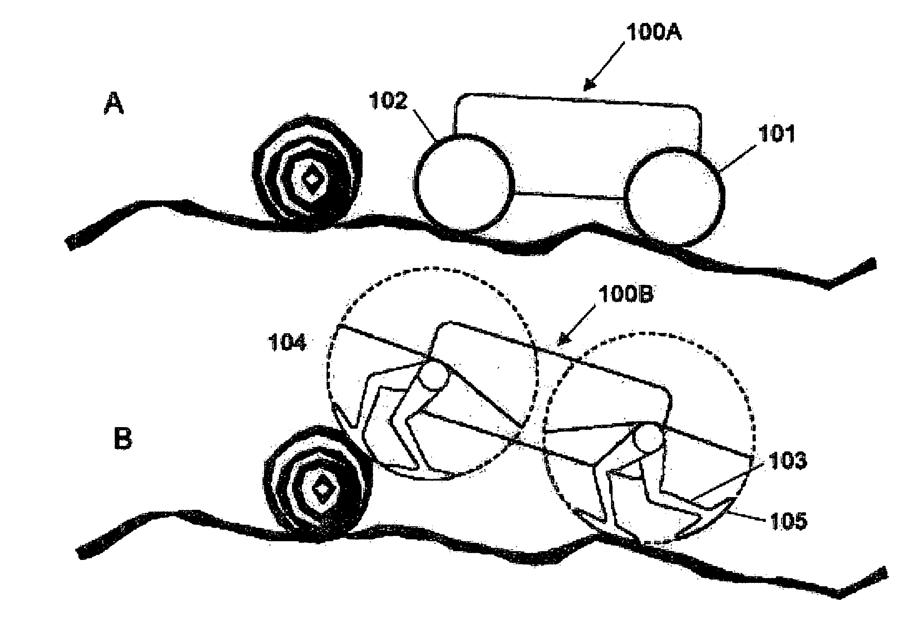 Virtual-wheeled vehicle