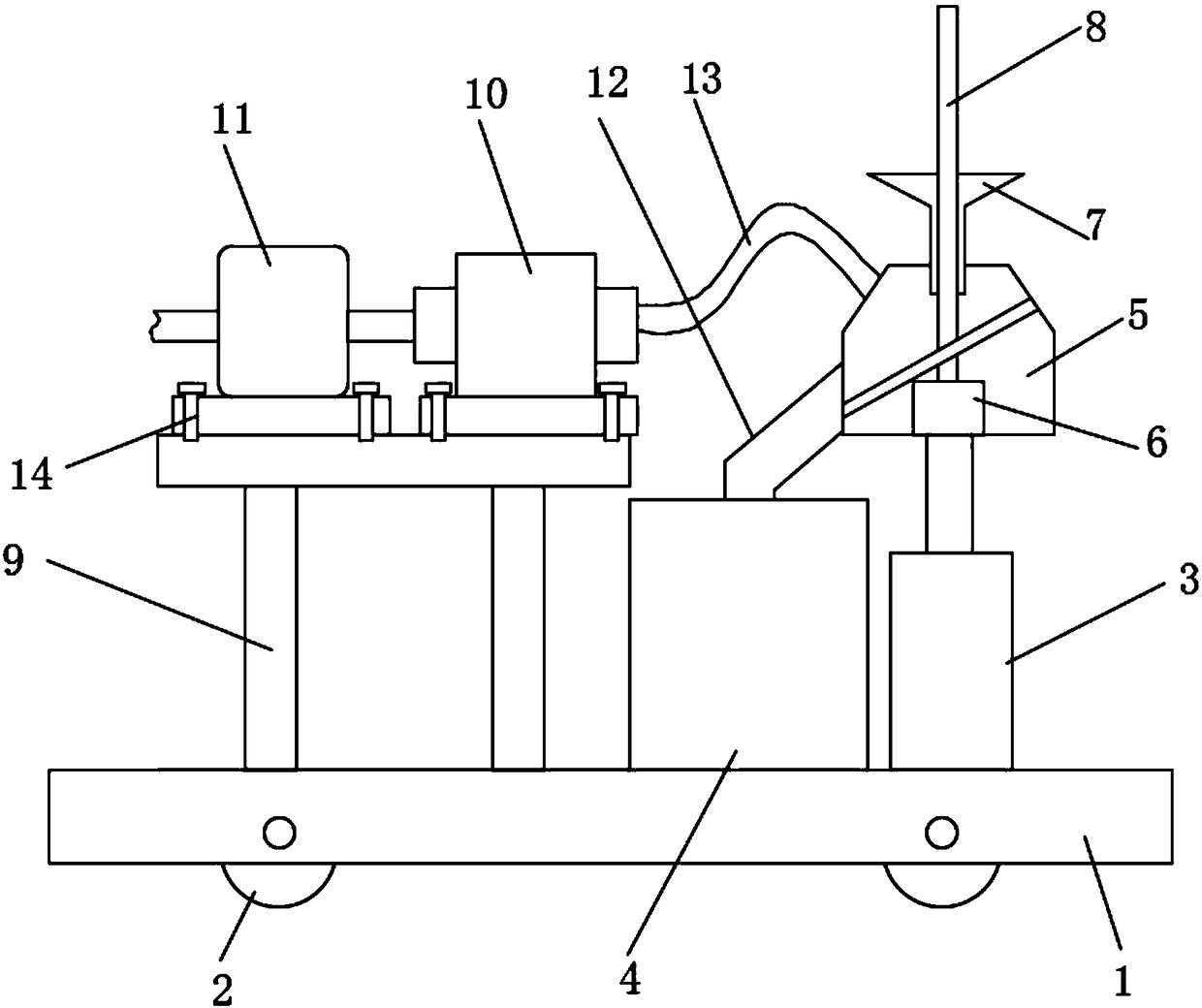 Lower slag jacking machine used for vacuum-smelting reduction device