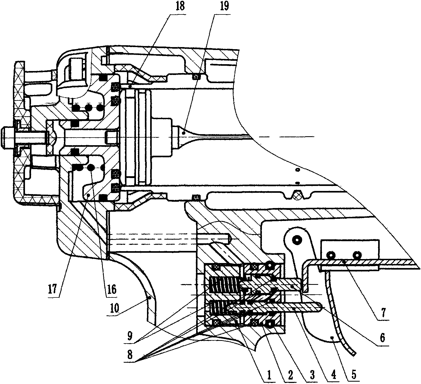 Switching mechanism of pneumatic nailing machine