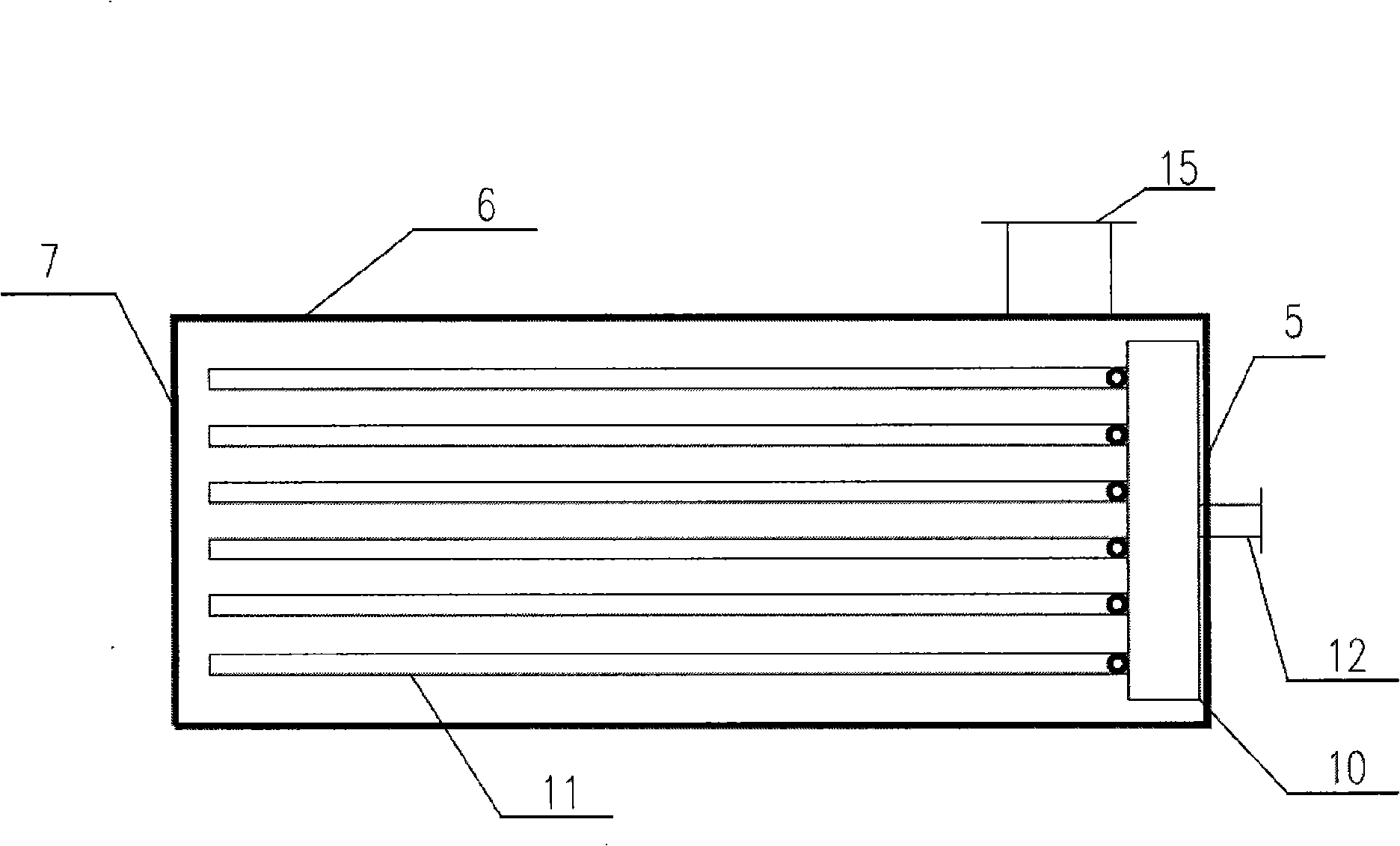 Soaking type acoustic cavitation sewage water heat exchanger