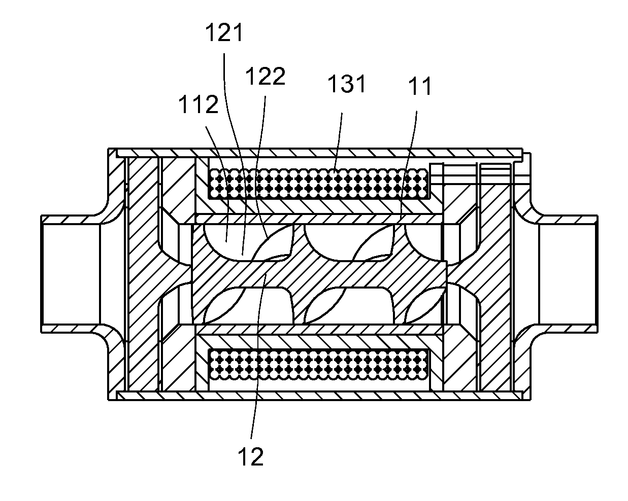 Motor device utilizing magnetic force to drive a rotor