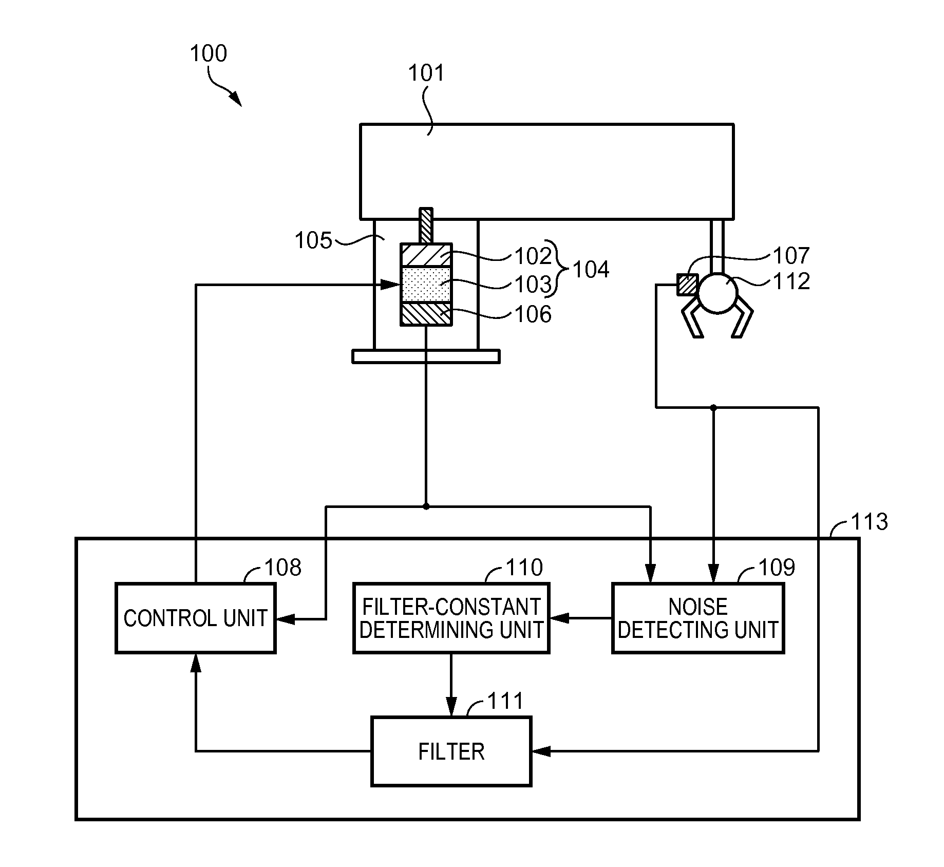 Robot and noise removing method for the robot