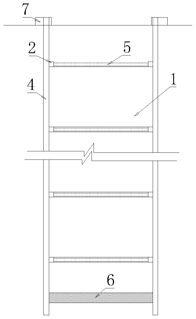 Manual hole digging pile pre-reinforcing retaining wall structure and construction process