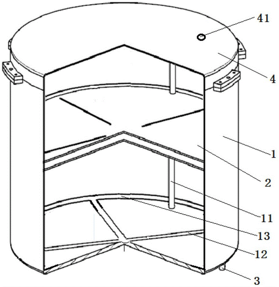 Double-deck anti-oscillation pesticide box for aerial spraying