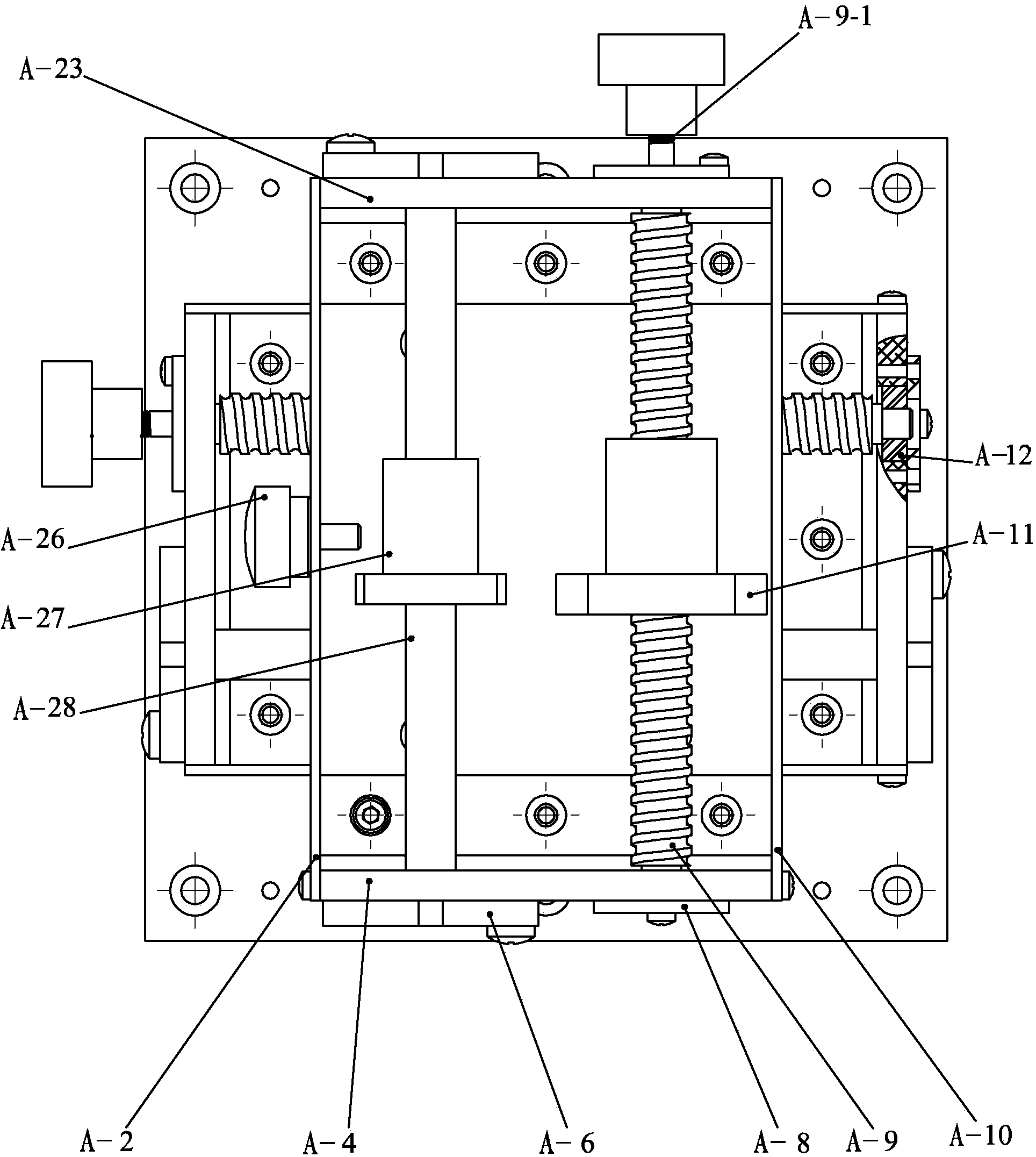 Multi-axis linkage mechanical device used for finely repairing micro-defects on surface of optical element