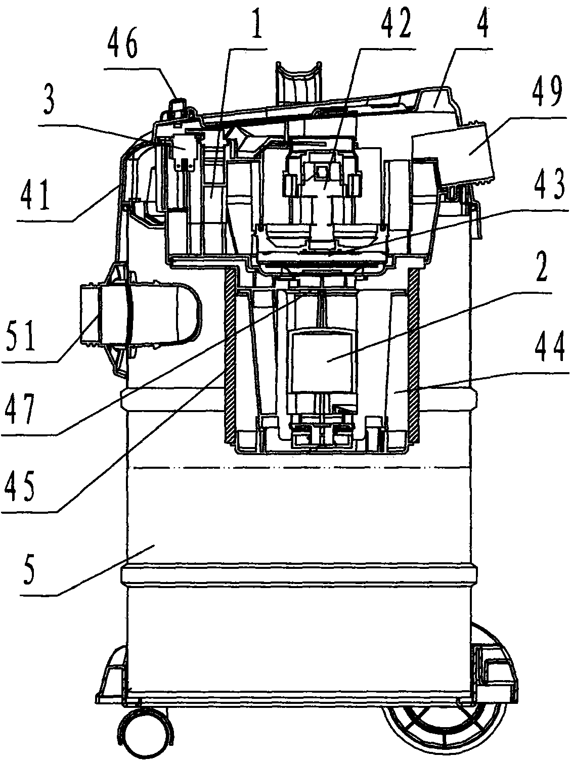 Dust collector with function of being automatically turned off when toppling over or being filled with water