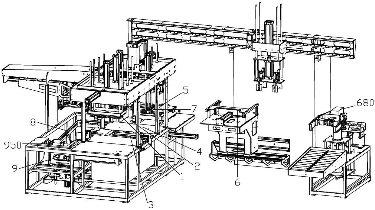 Full-automatic production device for assembling and cast-welding storage battery polar groups