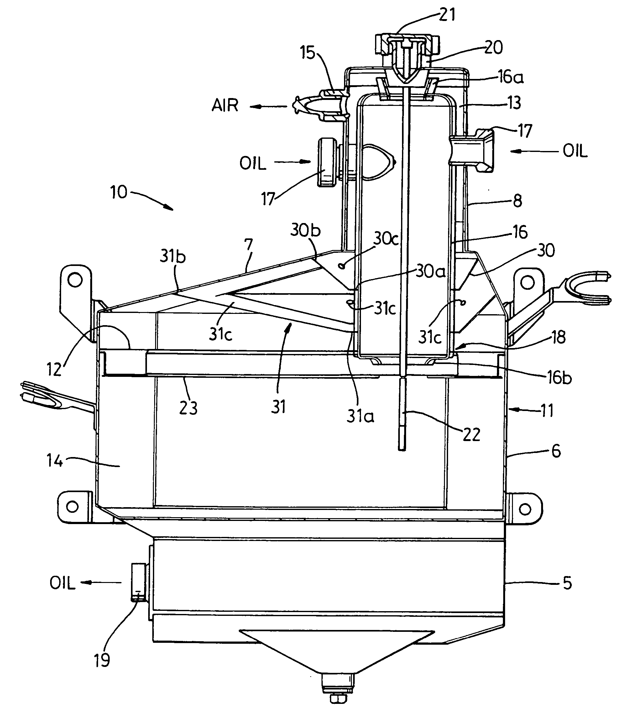 Oil tank for dry sump engines