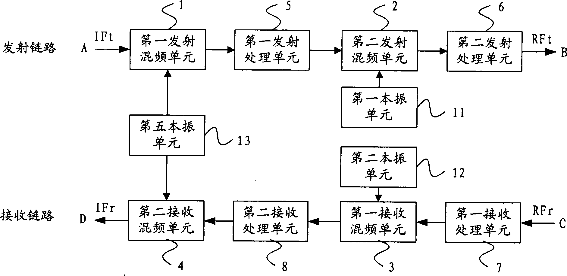 Microwave device radio frequency circuit and transmitting and receiving interval regulating method for the circuit