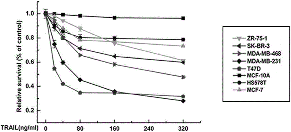 Preparation method and application of recombination tumor necrosis factor relevant cell apoptosis induction ligand protein