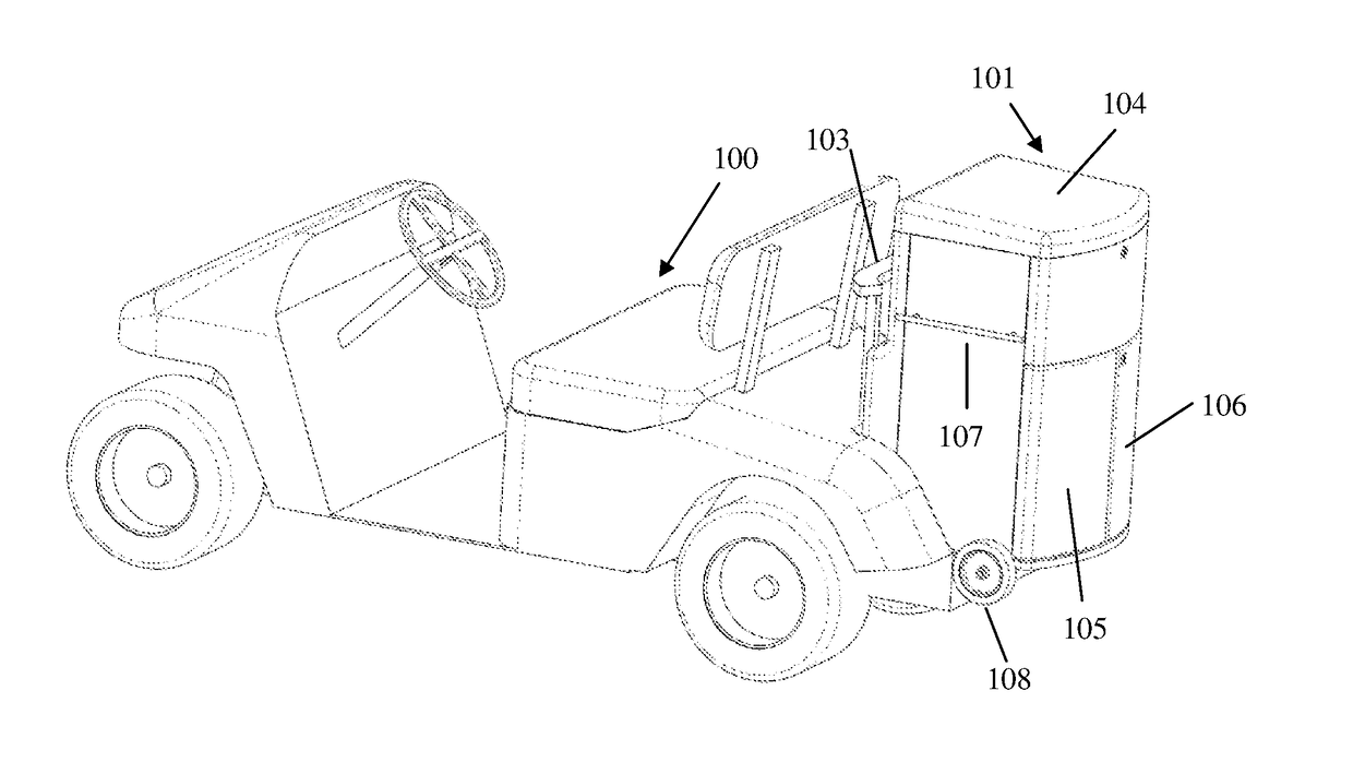 Removable storage module mounting system for golf cart