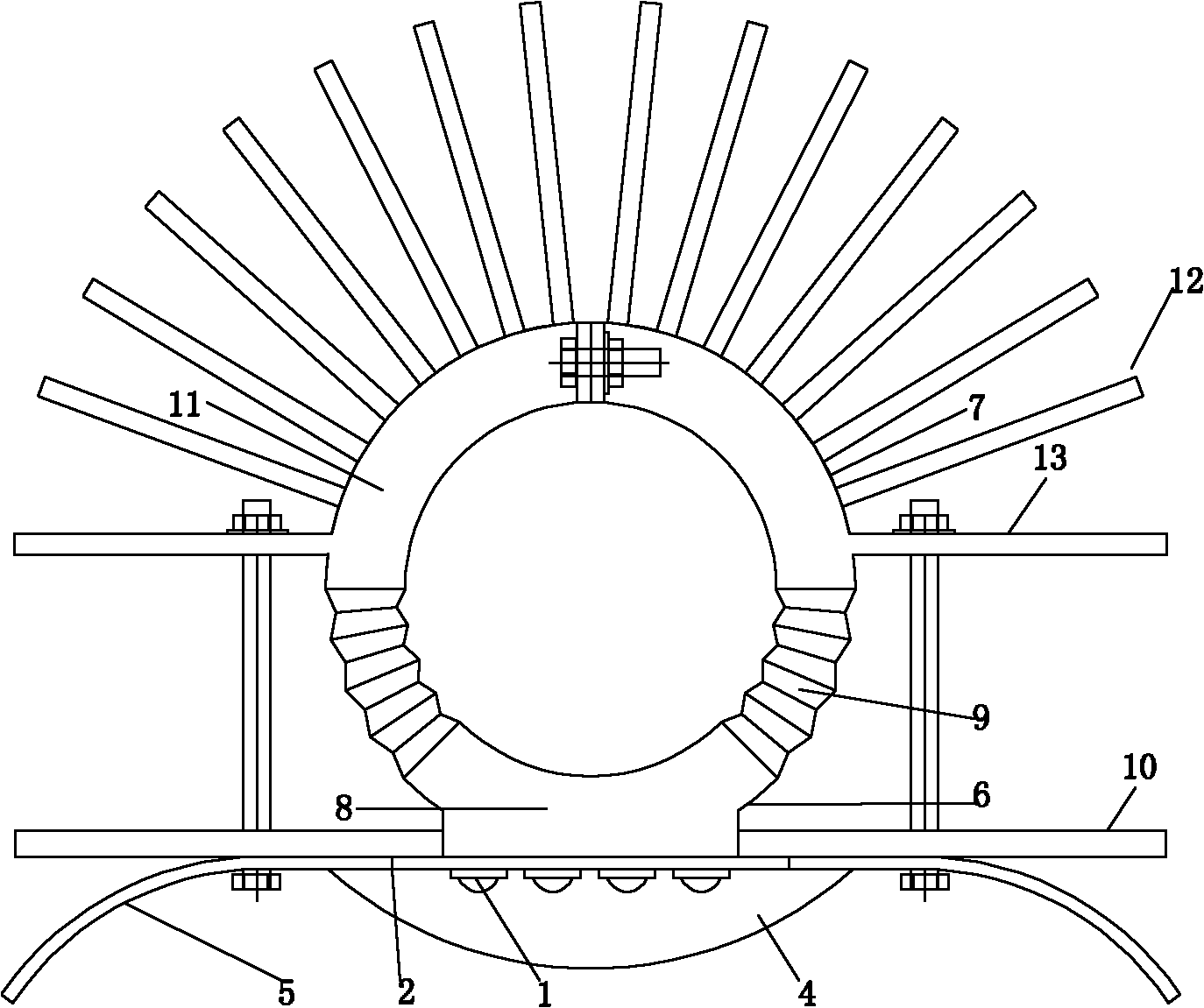 LED high-pole lamp having flexible gravity assisted heat pipe radiator