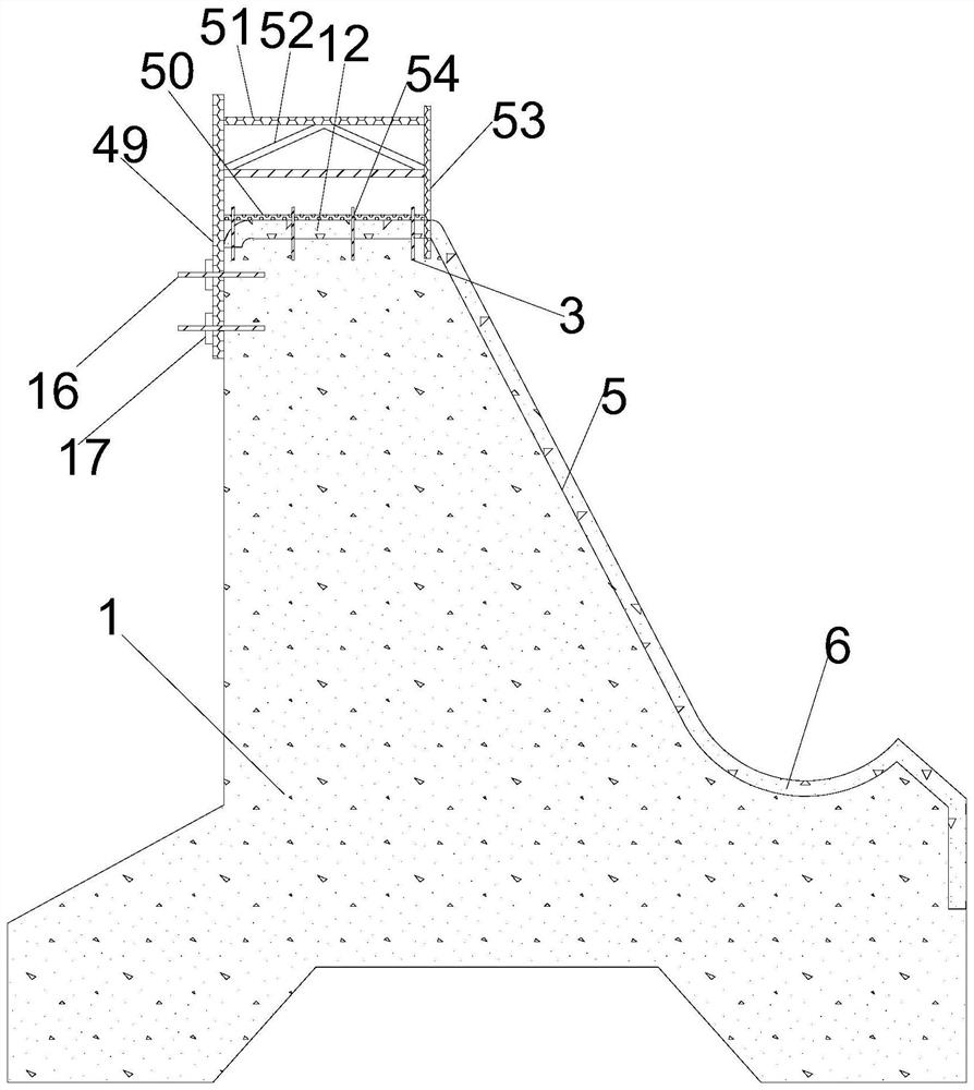 Rubble concrete barrage reinforcing structure and construction method