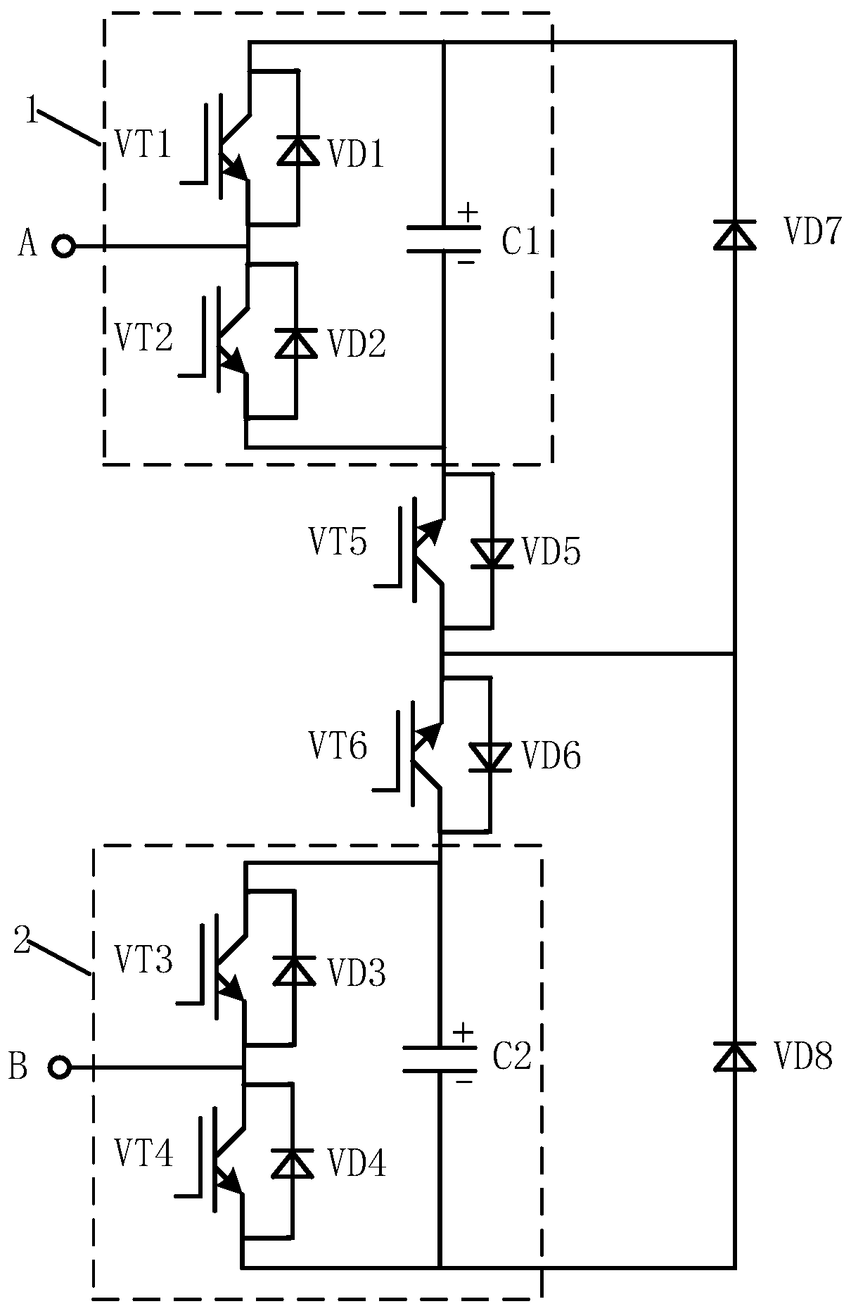 MMC sub-module topological structure with DC fault blocking capability equivalent to that of full-bridge sub-module