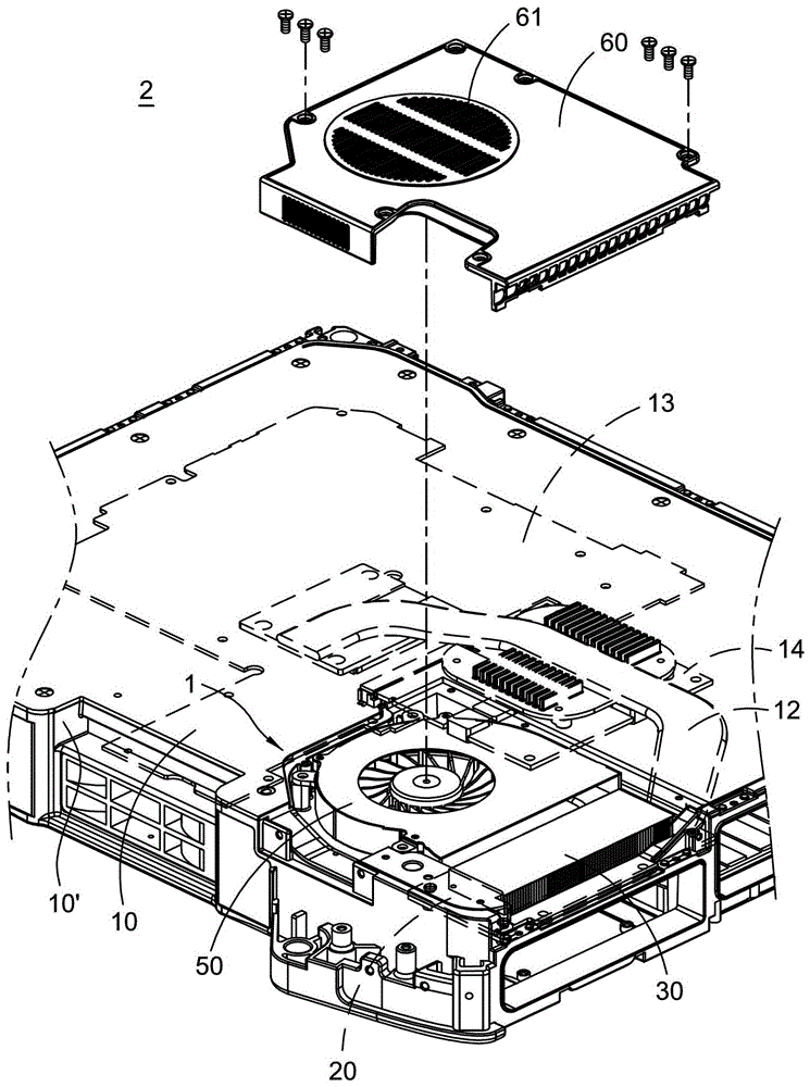 Electronic device and heat dissipation structure of the electronic device