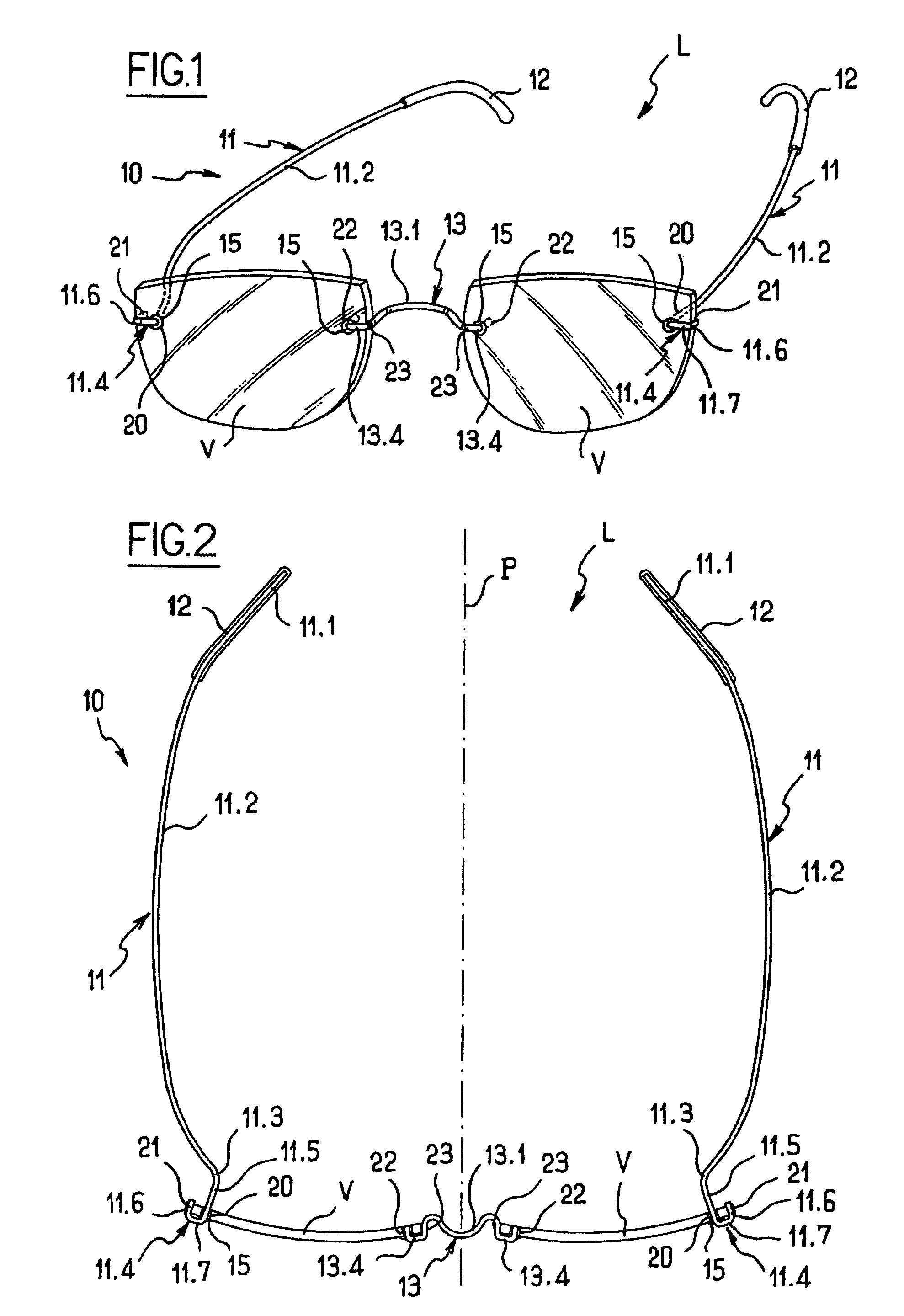 Spectacles of the rimless type having hinge-less wire side-arms that are deformable in flexing