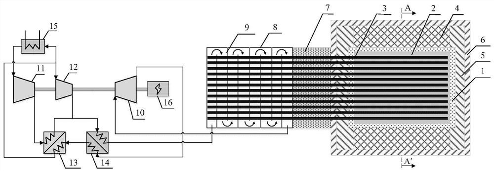 Liquid nuclear fuel heat pipe reactor power supply system and method for recompressing Brayton cycle