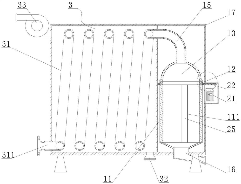 A hot blast stove with automatic dust removal