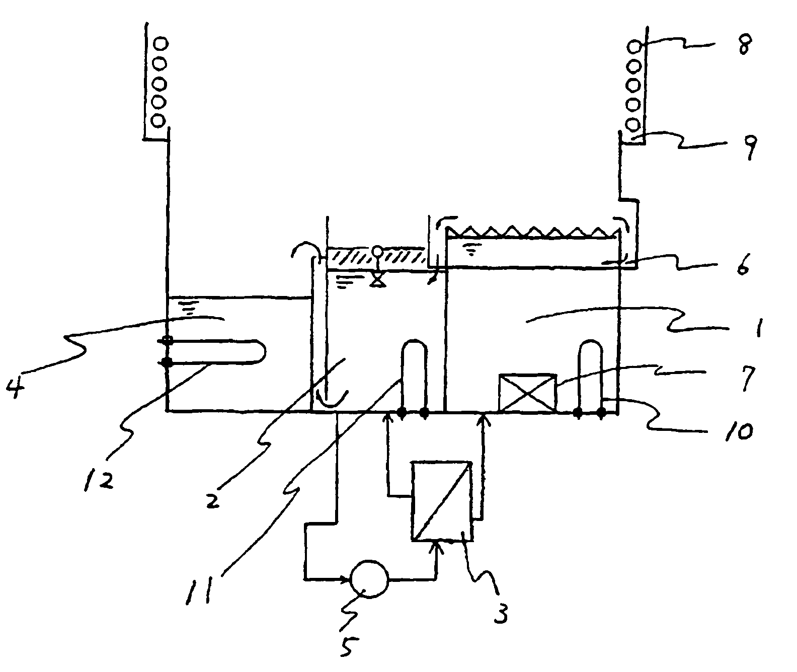 Process for removing water and apparatus for removing water