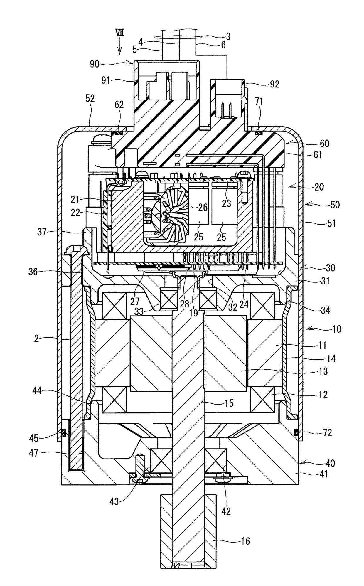 Rotating electric machine with seamless cover and lid section