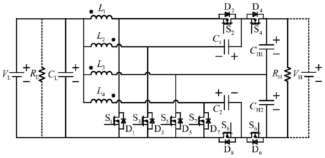 A high-gain bidirectional four-phase dc-dc converter based on coupled inductors and its control method