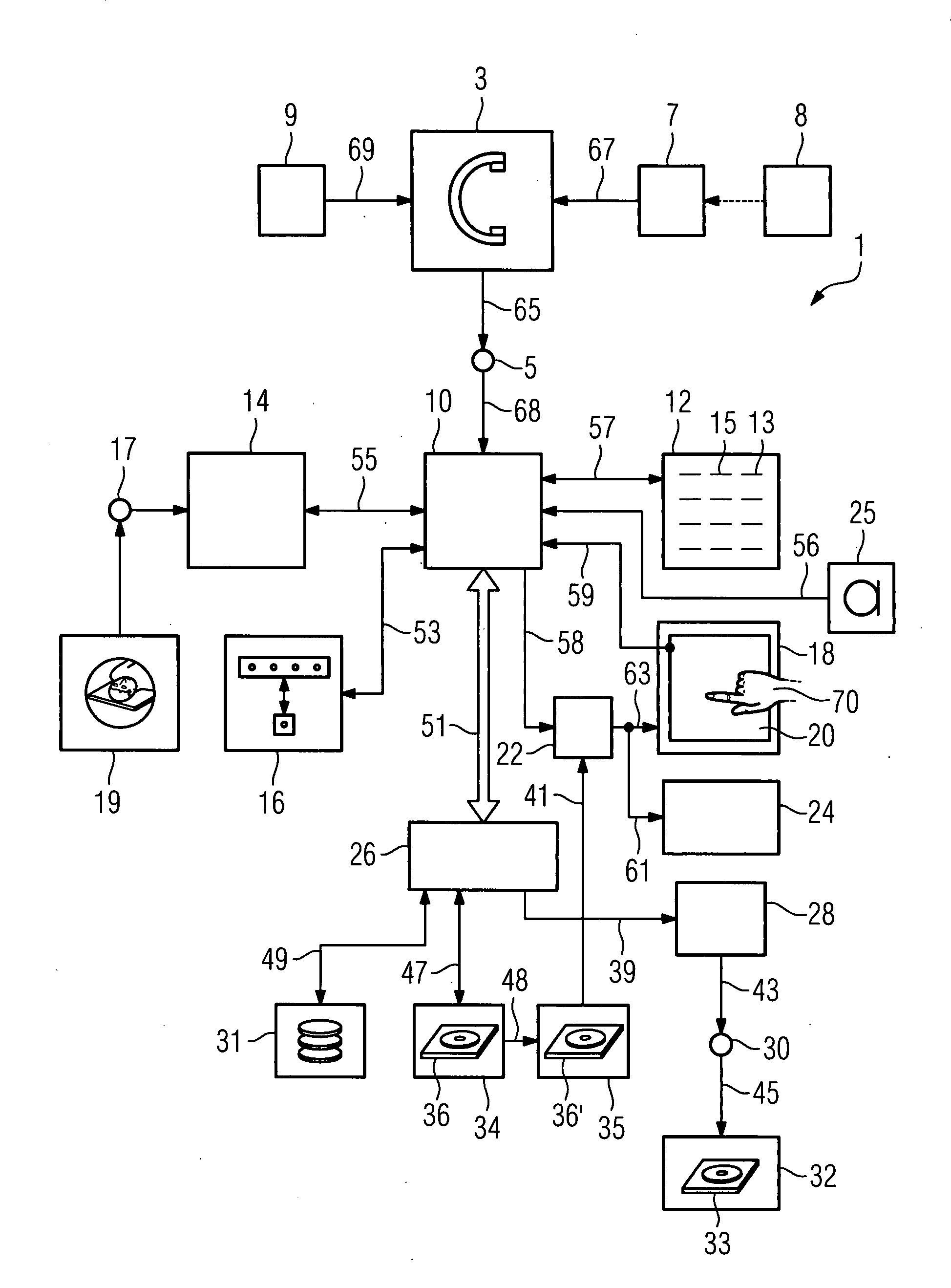 Medical system comprising a detection device for detecting an object and comprising a storage device and method thereof