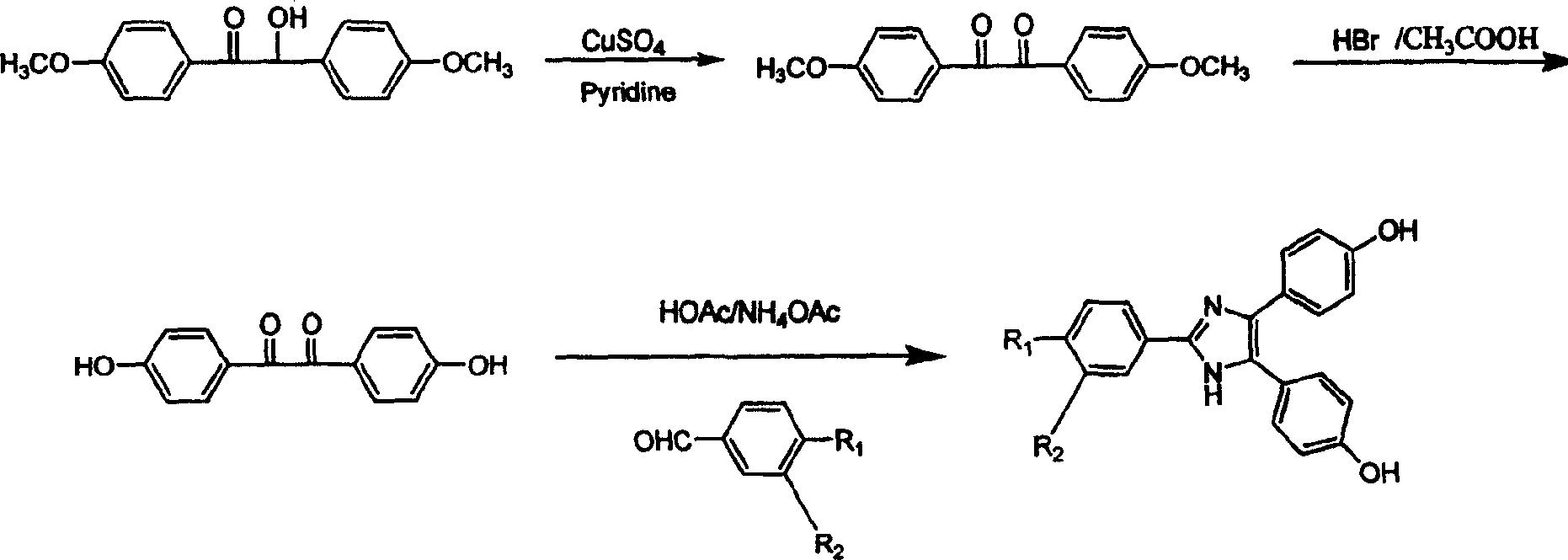 Type-Y second order non-linear optical chromophore containing imidazolyl heterocycle and its synthesis process