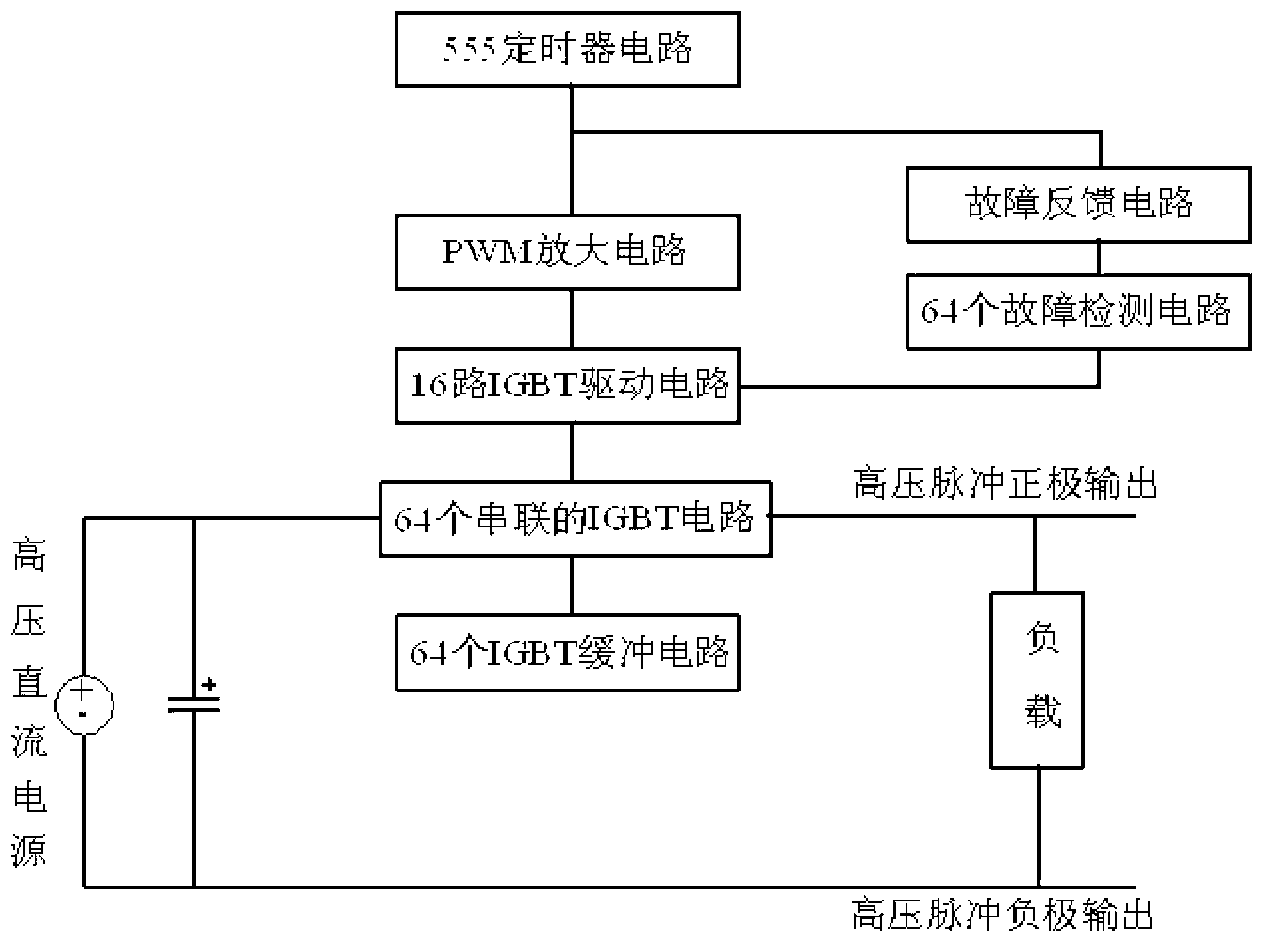 High-voltage pulse power supply controlled by 555 timer