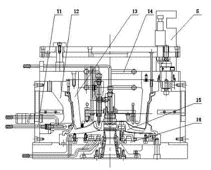 Automobile wheel hub low-pressure casting vacuum water cooling mold system