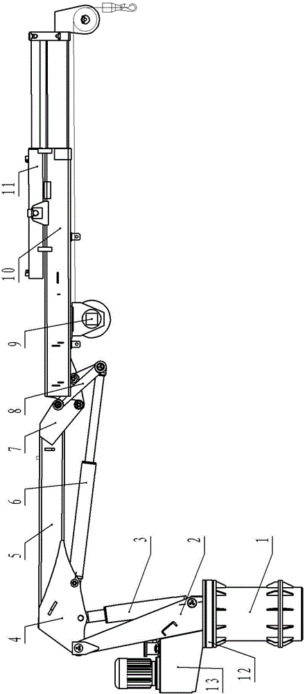 Hydraulic foldable arm telescopic crane for ships