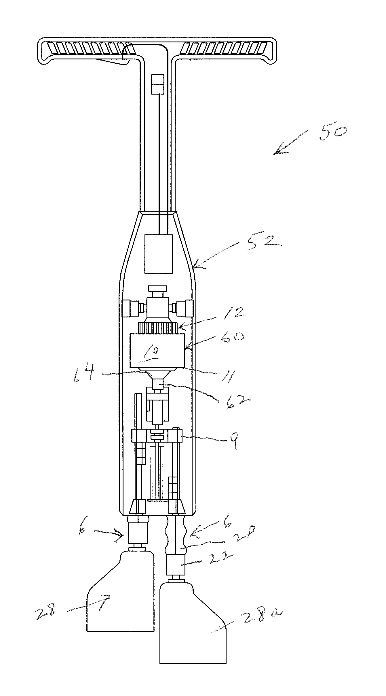 Portable ice breaking tool with two reciprocating blades