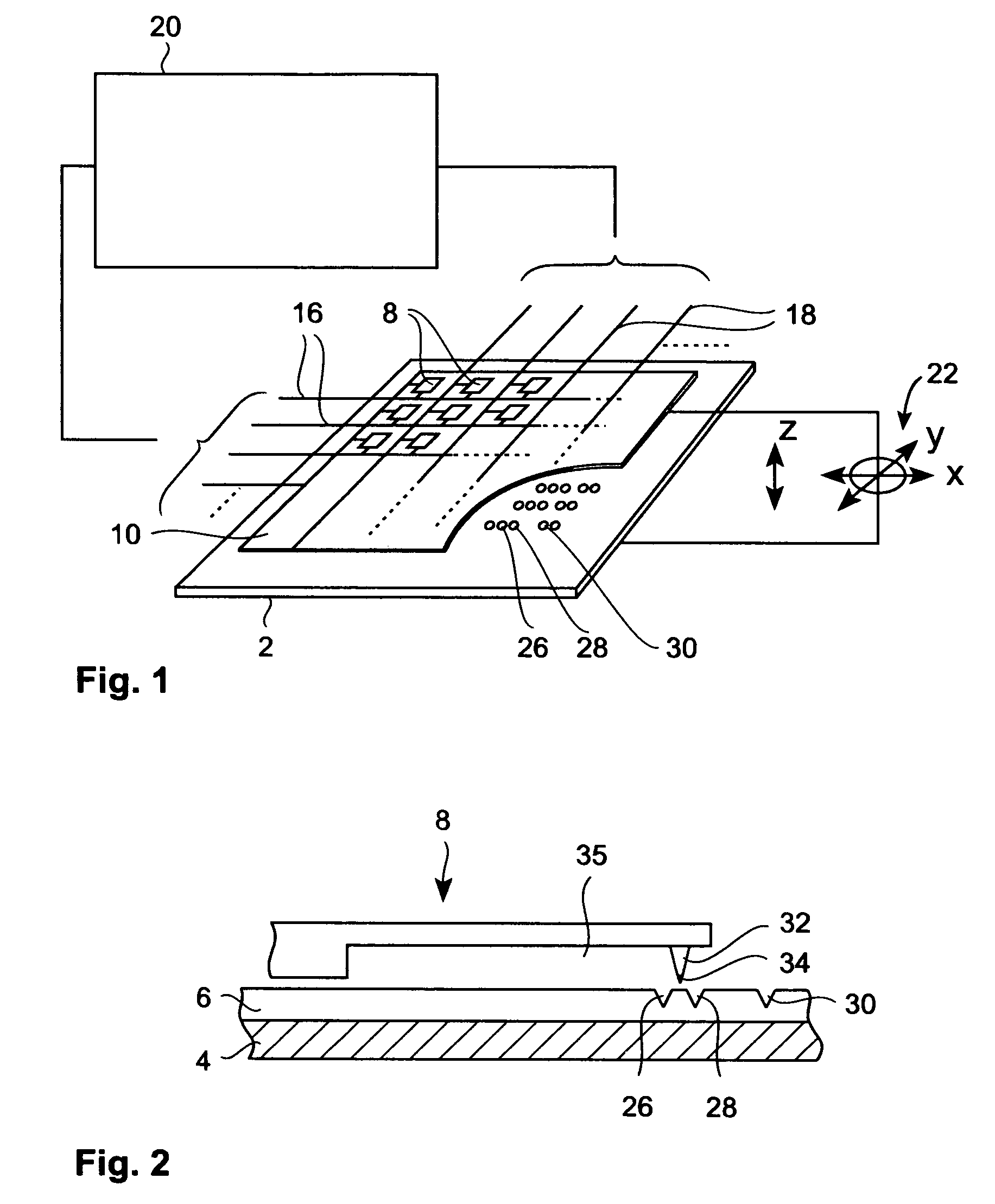 Probe for scanning over a substrate and a data storage device