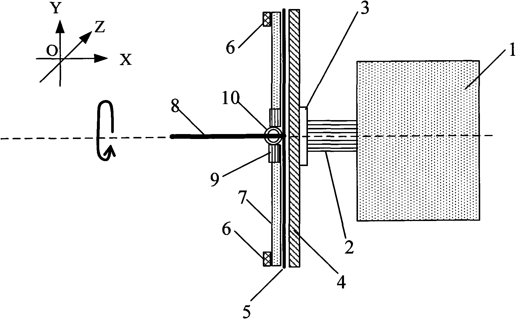 Test device for static properties of triaxial miniature accelerometer and test method thereof