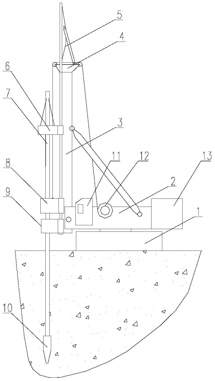 A pile machine with the function of following and supporting the drill pipe