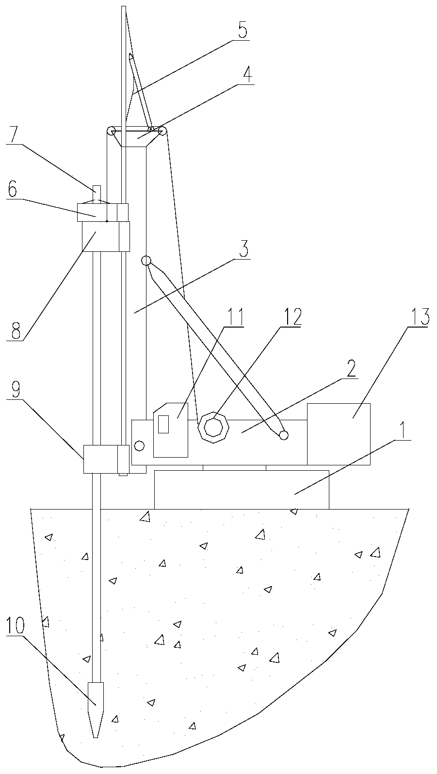 A pile machine with the function of following and supporting the drill pipe