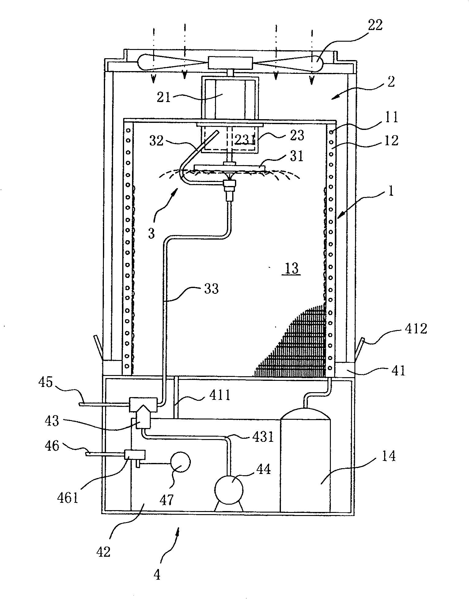 High efficiency cooling facility of cooling mechanism